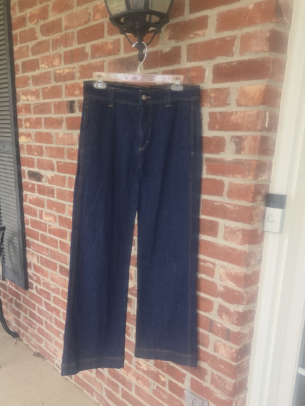 LOFT Dark Blue Denim Jeans with Contrast Stitching